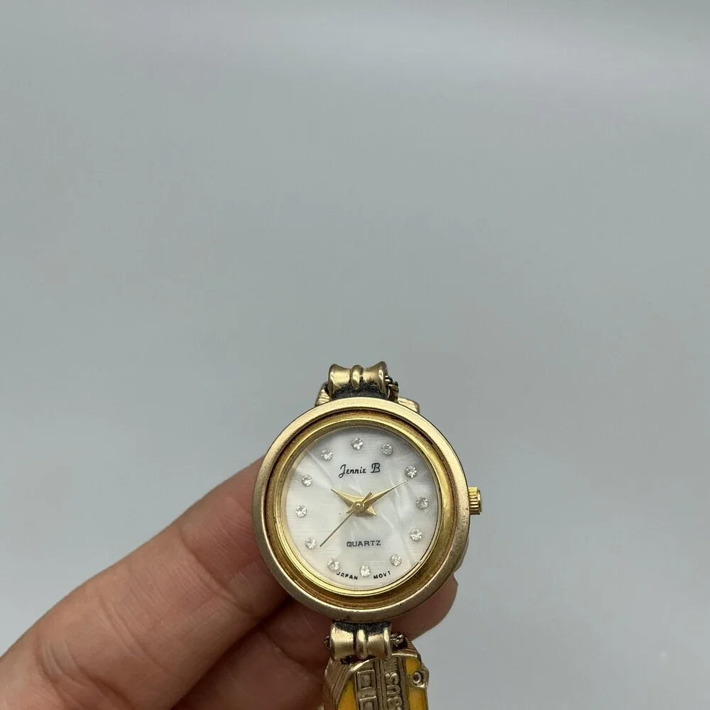 Jennie B Womens Watch 24mm School Gold Tone Teacher Charm New Battery 7.5
